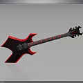 Modern Unique Shaped Electric Guitar With Red Illuminated Edges And Black Body