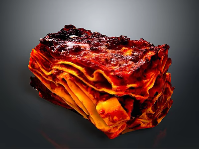 Delicious Lasagna With Layers Of Tomato Sauce And Cheese Caramelized Surface Red Yellow Layers 3d model