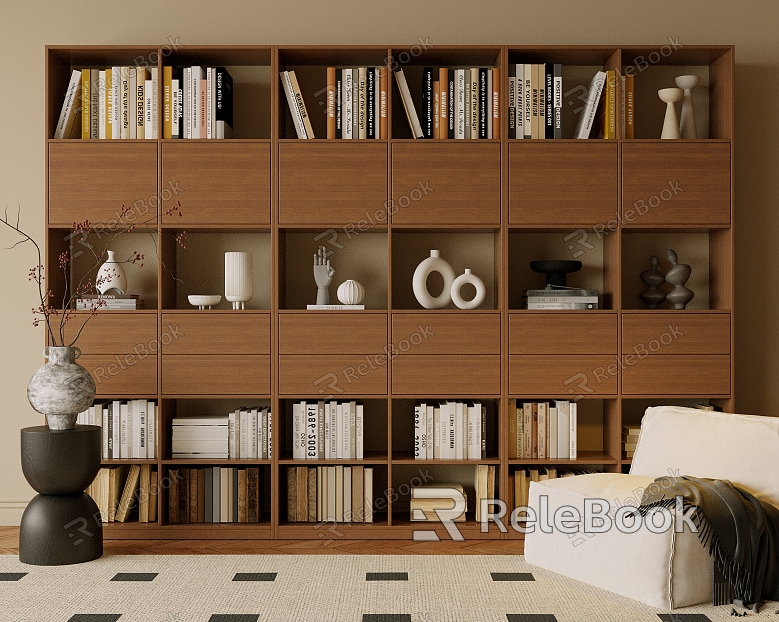 Wind Middle Ancient Bookcase Modern Bookshelf Ornaments Sofa Book Open Decorative Cabinet Study model