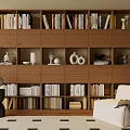 Wind Middle Ancient Bookcase Modern Bookshelf Ornaments Sofa Book Open Decorative Cabinet Study 3d model