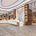 Modern Interior of Tobacco and Liquor Store with Shelves and Reception