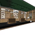 Tea Specialty Store Interior With Wooden Display Shelves Tea Sets And Decorative Plants