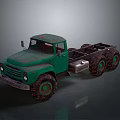 Green Vintage Flatbed Truck With Large Tires And Classic Design