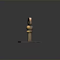 Decorative Sculpture With Square Base Cylindrical Pillar And Sun Pattern Top