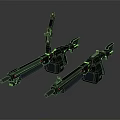 Two Futuristic Modern Weapons With Black Blue Design And Red Accent Details