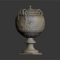 Vintage Carved Floral Vase With Lid Two Handles And Square Base Design
