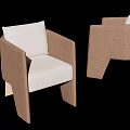 Modern Single Sofa Design With Brown Upholstery White Cushion And Wooden Legs