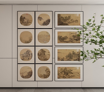 New Chinese Style Decorative Hanging Painting 3d model