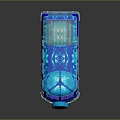 Vintage Blue Volkswagen Van With Artistic Patterns And Roof Rack Design
