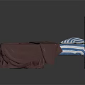 Double Bed With Black Metal Frame Red Blanket And Blue White Striped Bedding