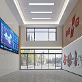 Modern Service Hall Interior With Large Digital Display Map Data Natural Light And Spacious Layout 3d model