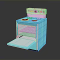 Turquoise Compact Stove Oven Combo With Four Burners Open Door And Interior Rack