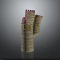 Castle Building Featuring Yellow Brick Towers Pink Roof And Decorative Windows