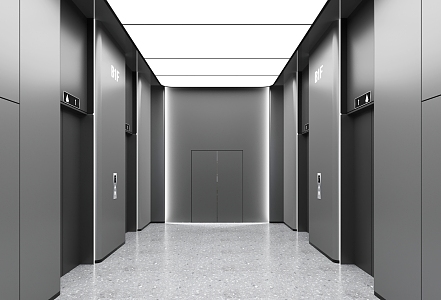 modern elevator hall 3d model