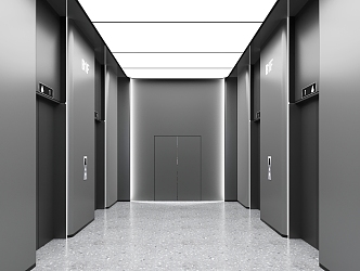 modern elevator hall 3d model