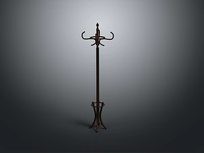 Elegant Vintage Metal Coat Rack With Multiple Hooks And Standing Design 3d model