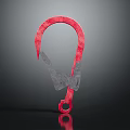 Red Metallic Hook With Textured Surface On Dark Background With Reflection 3d model