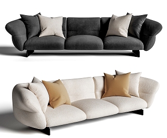 Modern three-seat sofa multiplayer sofa 3d model