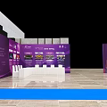 Glamorous Stage Design With Blue Purple Lighting Red Carpet And Steps
