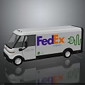 White FedEx Express Delivery Van With Brand Logo And Vehicle Design