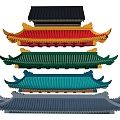 Traditional Chinese Ancient Architecture Colorful Roofs with Curved Eaves Design