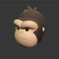Cute Cartoon Gorilla Head 3D Model With Brown Pink Tones And Gentle Expression