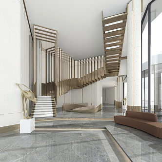 Light Luxury Hall Sales Office Staircase 3d model