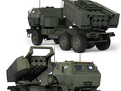 Military Functional Vehicle With Missile Launch System And Heavy Duty Wheels 3d model