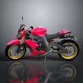 Pink Sleek Sport Motorcycle Featuring Modern Stylish Design Shiny Finish Yellow Wheels and Dark Background