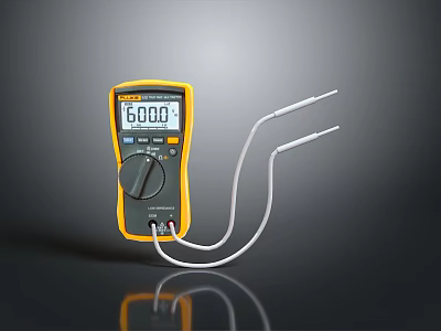 Digital Multimeter with Yellow Black Design Test Probes 6000 Display for Computer Repair Accurate Measurement 3d model