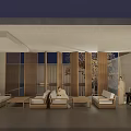 Garden Landscape Inspired Modern Chinese Indoor Space With Wooden Screens And Sofas
