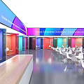 Modern Leisure Area With Comfortable Seating Colorful Decor Open Layout And Bright Lighting