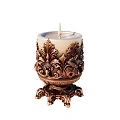 Ornate Bronze Decorative Candle Holder With Intricate Carvings And Base
