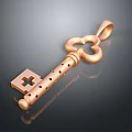 Copper Floral Design Key Hardware Tool With Holes On Shaft And Decorative Head