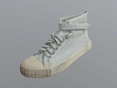 Gray High Top Canvas Shoes with Lace Up Closure Thick Textured Sole Casual Fashion Style 3d model