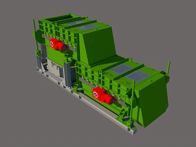 Green Heavy Duty Industrial Equipment With Robust Structure And Red Components 3d model