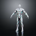 White Humanoid Character With Blue Luminous Lines And Futuristic Tech Armor Design 3d model