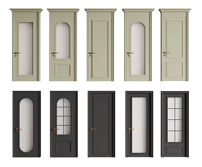 Hinged Doors With Various Designs Color Options And Glass Panel Details 3d model