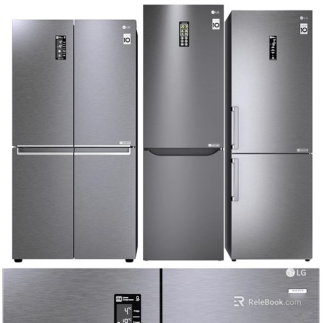 LG Modern Silver Stainless Steel Refrigerators With Sleek Design For Kitchen Appliances 3d model 
