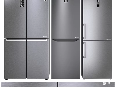 LG Modern Silver Stainless Steel Refrigerators With Sleek Design For Kitchen Appliances 3d model
