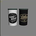 White And Black Decorative Cans Featuring Handmade And Vintage Market Designs