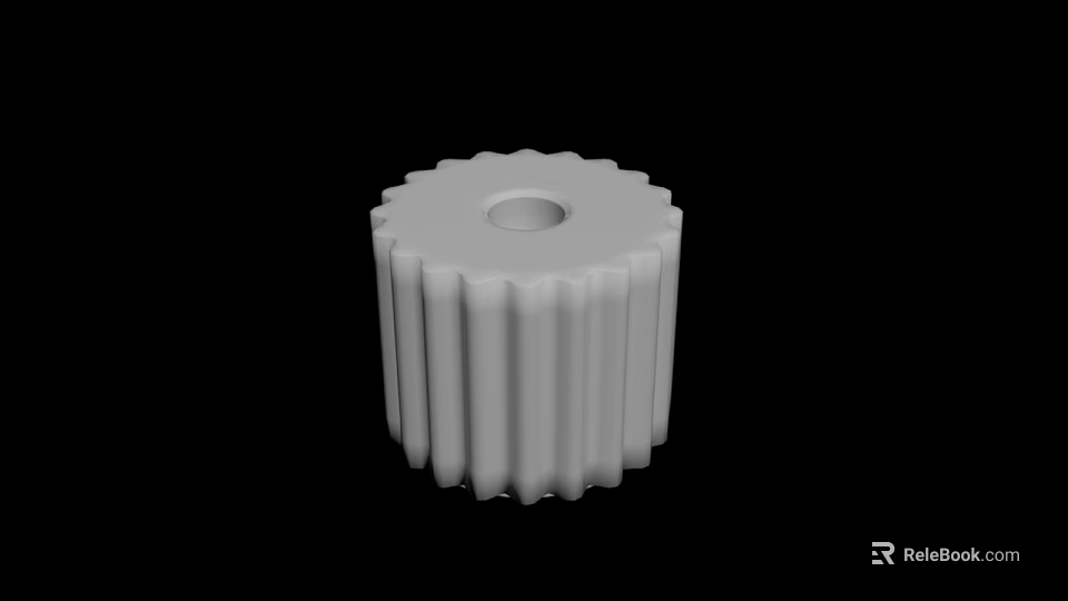 White Gear Shaped Cylindrical Object on Black Background with Smooth Surface Structure 3d model