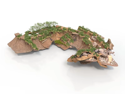 Modern Terrain Model With Rocky Formations And Lush Green Vegetation Details 3d model