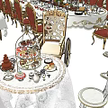 Elegant Formal Dining Table Set With Red Chairs Tableware And Decorative Centerpieces