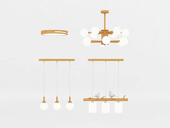 Light Luxury Lamps Combination Simple Personalized Living Room Dining Room Bedroom Chandelier Bedroom Creative Minimalist 3d model