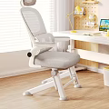 Modern Home Office Desk And Chair Set With White Frame And Comfortable Mesh Back