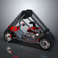 Unique Off Road Vehicle With Black Tracks Red Accents And Exposed Engine