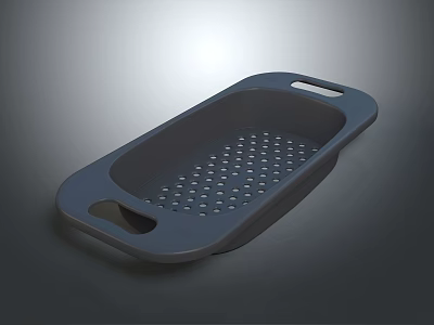 Practical Gray Household Kitchen Colander With Handles And Drainage Holes 3d model
