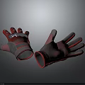 Pair of Red and Gray Gloves with Textured Palm and Finger Design for Comfortable Wear