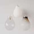 Three Modern Teardrop Pendant Lights Transparent White Gradient With Gold Frames And Light Background 3d model